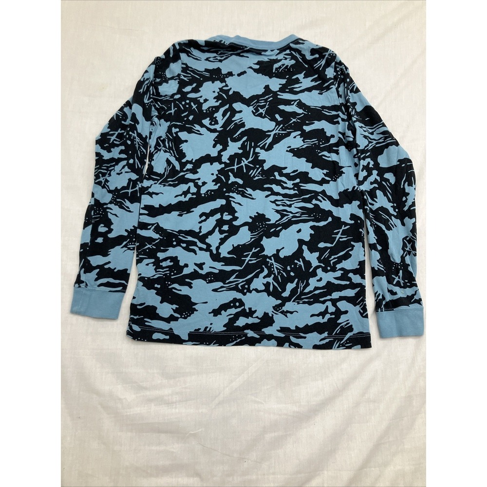 Nike The Nike Tee Long Sleeve Cotton Blue Black Size Large Gold Logo - Picture 2 of 6